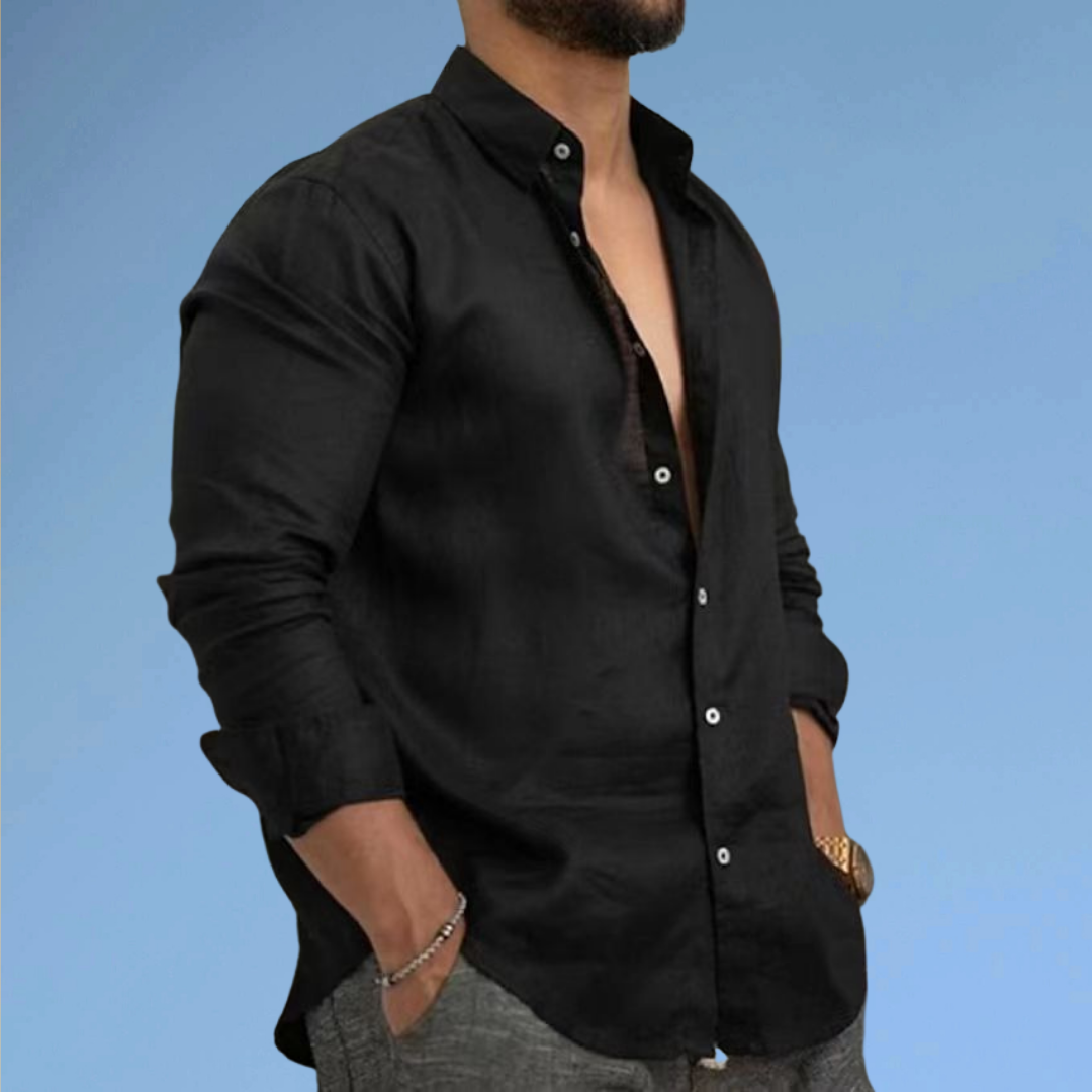 Overhemd met knoopsluiting en aansluitende pasvorm